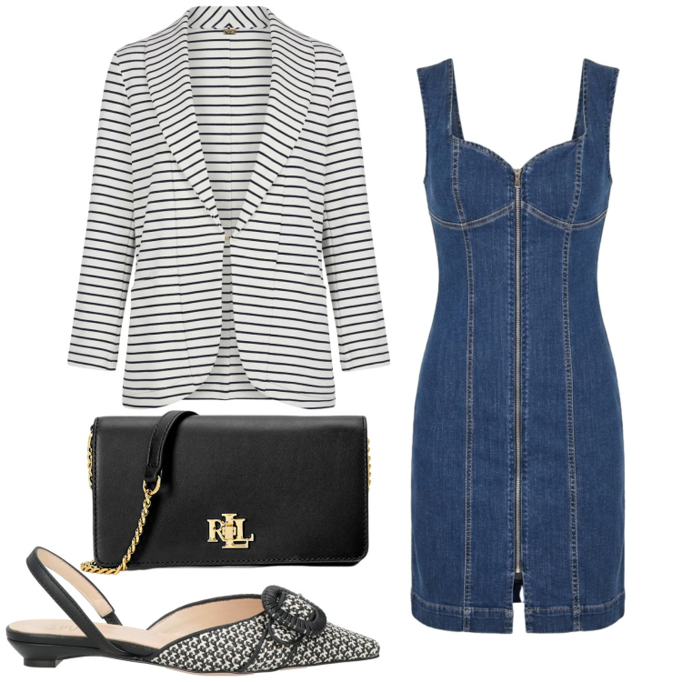Outfit donna - Total look #2457746. Stile Glamour per Ufficio. Abbinamento con ballerine, blazer, borse a mano, vestiti corti.