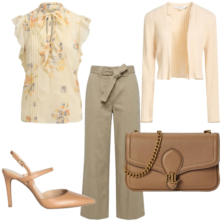 Outfit donna - Total look #2457773. Stile Glamour per Serata fuori. Abbinamento con décolleté, cardigans, pantaloni, camicie a manica corta, borse a tracolla.