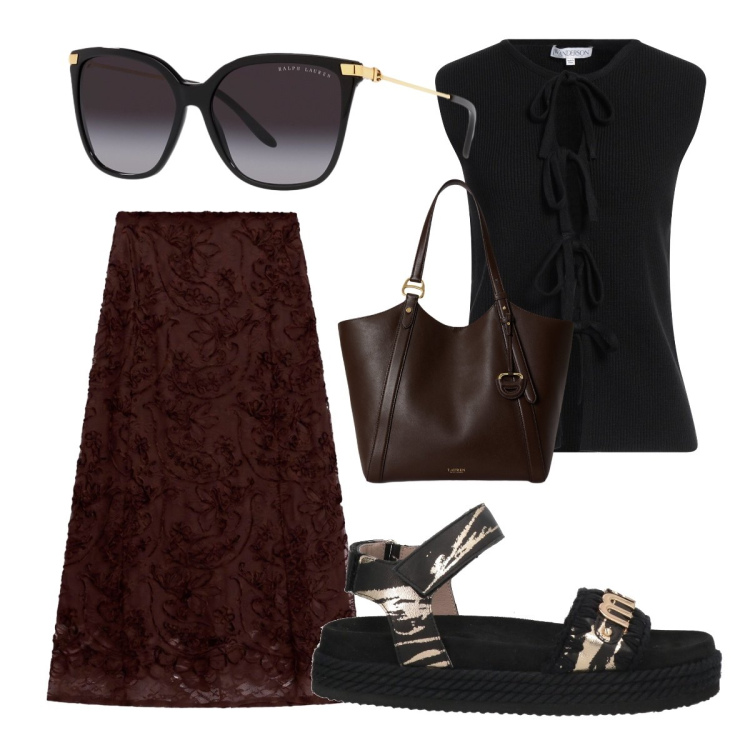 Outfit donna - Agosto. Stile Chic per Tutti i giorni. Abbinamento con espadrillas, cardigans, gonne longuette, occhiali da sole, borse tote.