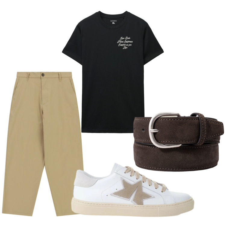 Outfit uomo - Total look #2457781. Stile Casual per Tutti i giorni. Abbinamento con pantaloni, sneakers, t-shirt, cinture.