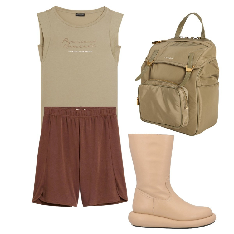 Outfit donna - Sentiero facile. Stile Casual per Tutti i giorni. Abbinamento con zaini, stivali, bermuda, t-shirt.
