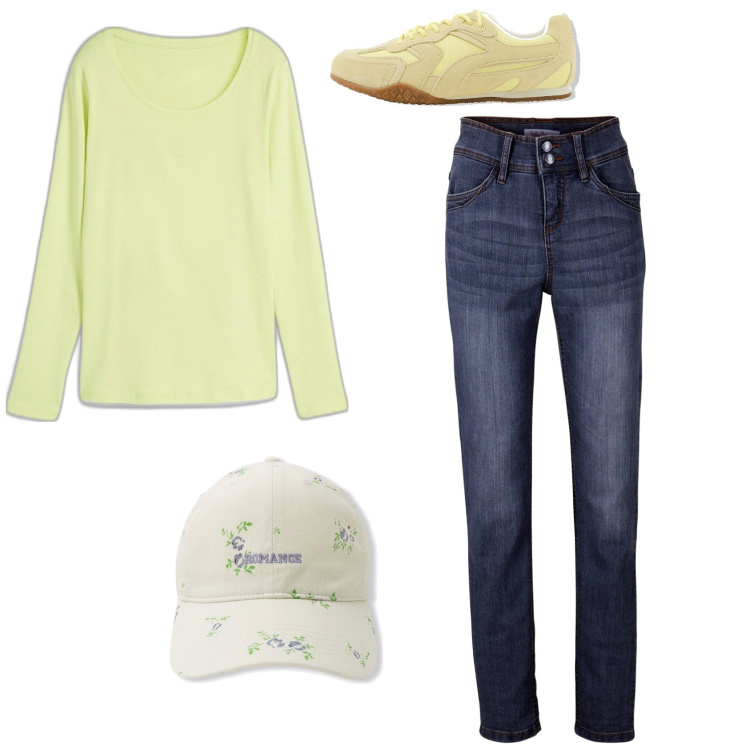 Outfit femme - Anis. Style Romantique pour Tous les jours. Assortir avec jean slim, t-shirts, chapeaux, sneakers.