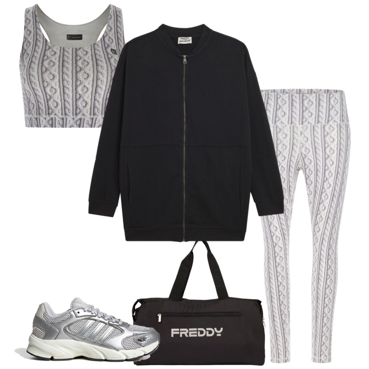 Outfit donna - Pilates class. Stile Casual per Sport. Abbinamento con top sportivi, leggings, borse sportive, felpe, sneakers.