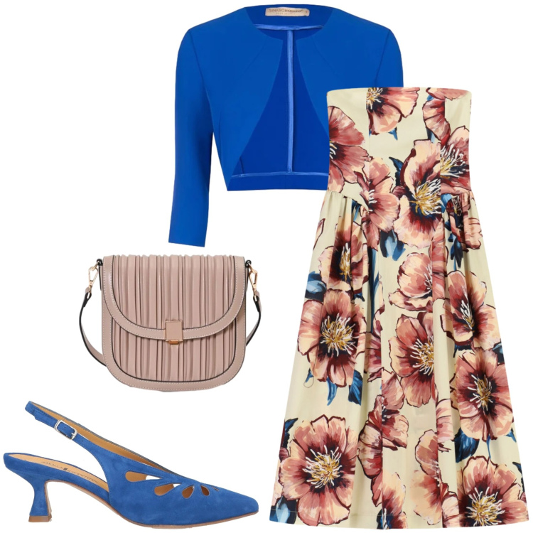 Outfit donna - Cerimonia ad agosto. Stile Chic per Cerimonia. Abbinamento con décolleté, vestiti midi/longuette, borse a tracolla, blazer.