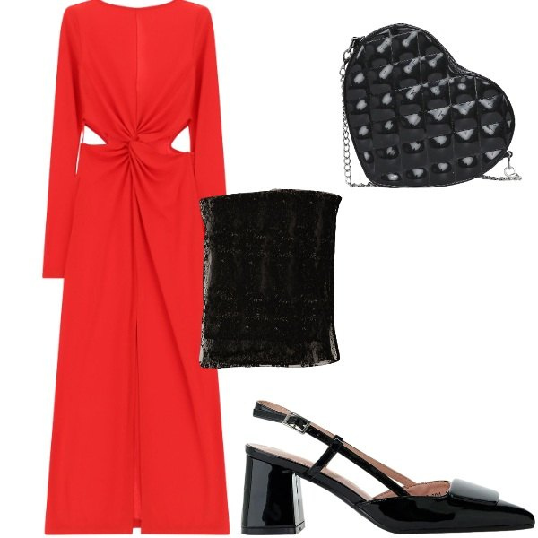Outfit donna - Compleanno in villa. Stile Chic per Serata fuori. Abbinamento con borse a tracolla, décolleté, vestiti lunghi, stole.