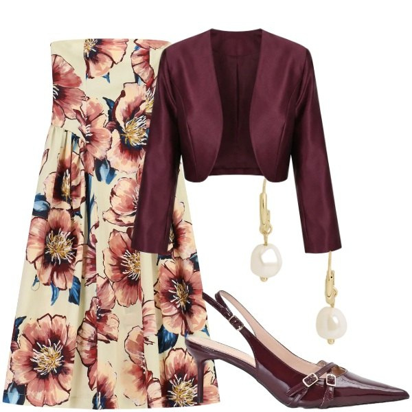 Outfit donna - Matrimonio in vista. Stile Chic per Cerimonia. Abbinamento con vestiti midi/longuette, décolleté, blazer, orecchini.