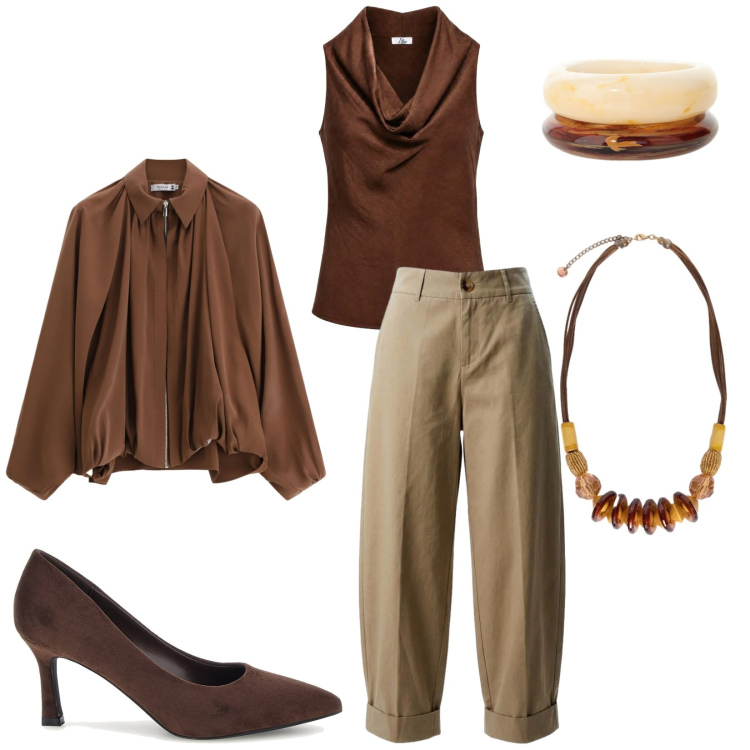 Outfit donna - La vergine nel suo mese. Stile Casual chic per Tutti i giorni. Abbinamento con canottiere, pantaloni, bomber, collane, braccialetti, décolleté.