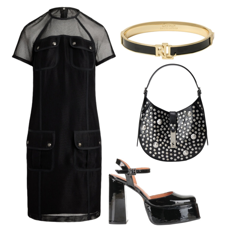 Outfit donna - Total look #2458105. Stile Rock per Serata fuori. Abbinamento con décolleté, braccialetti, vestiti, borse a spalla.
