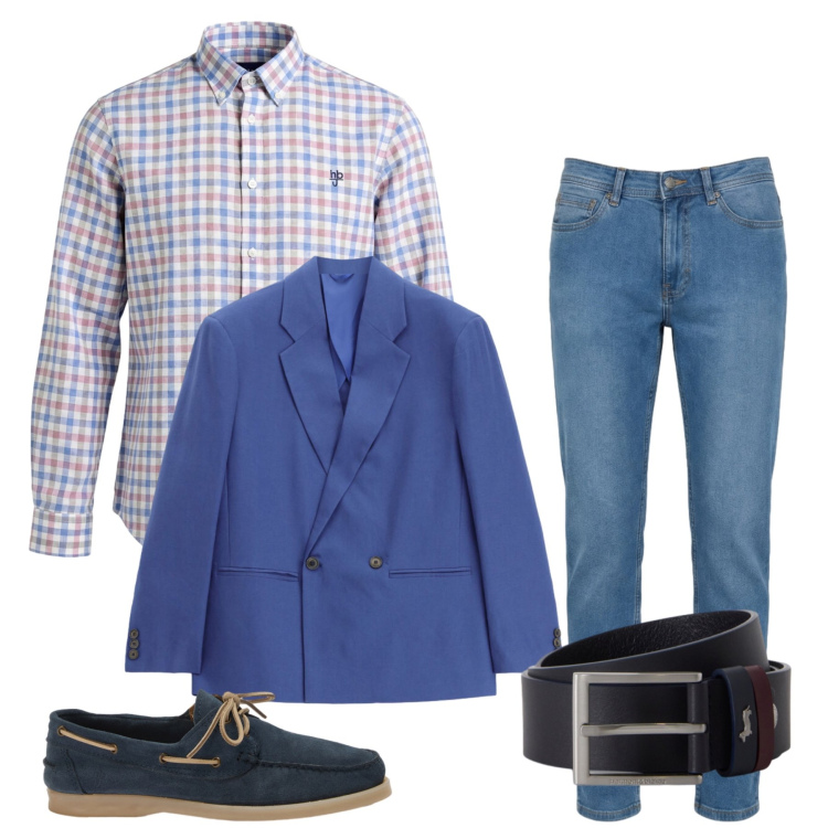 Outfit uomo - Total look #2458336. Stile Casual per Tutti i giorni. Abbinamento con jeans, scarpe stringate, camicie, cinture, giacche.