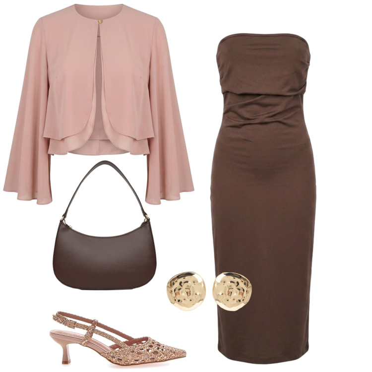 Outfit donna - Total look #2458519. Stile Bon Ton per Serata fuori. Abbinamento con orecchini, borse a tracolla, blazer, vestiti midi/longuette, décolleté.