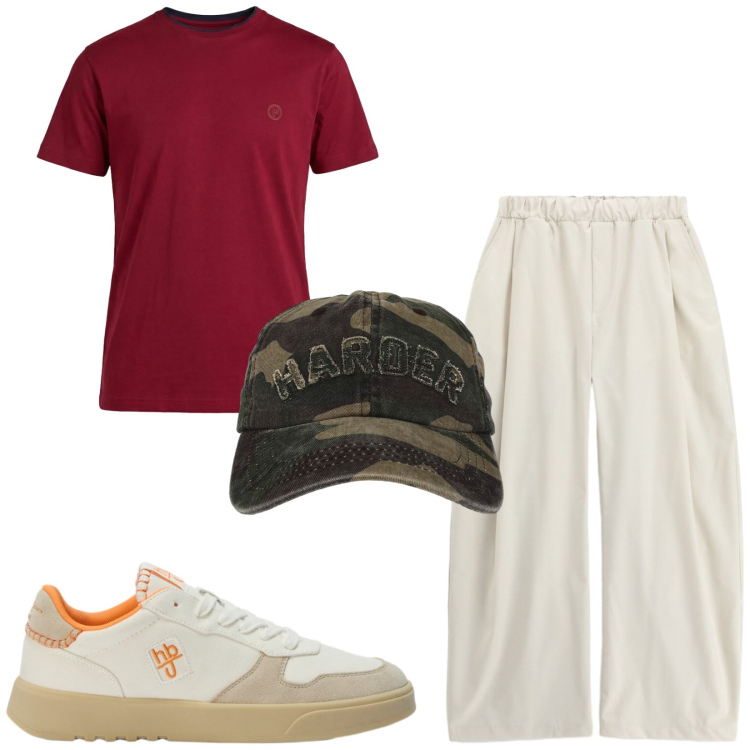 Outfit uomo - Total look #2458524. Stile Casual per Tutti i giorni. Abbinamento con sneakers, t-shirt, pantaloni, cappelli con visiera.