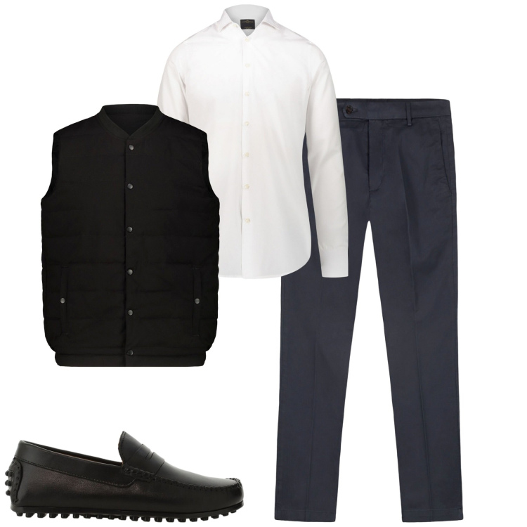 Outfit uomo - City. Stile Urban per Tutti i giorni. Abbinamento con scarpe stringate, camicie, pantaloni chino, piumini.