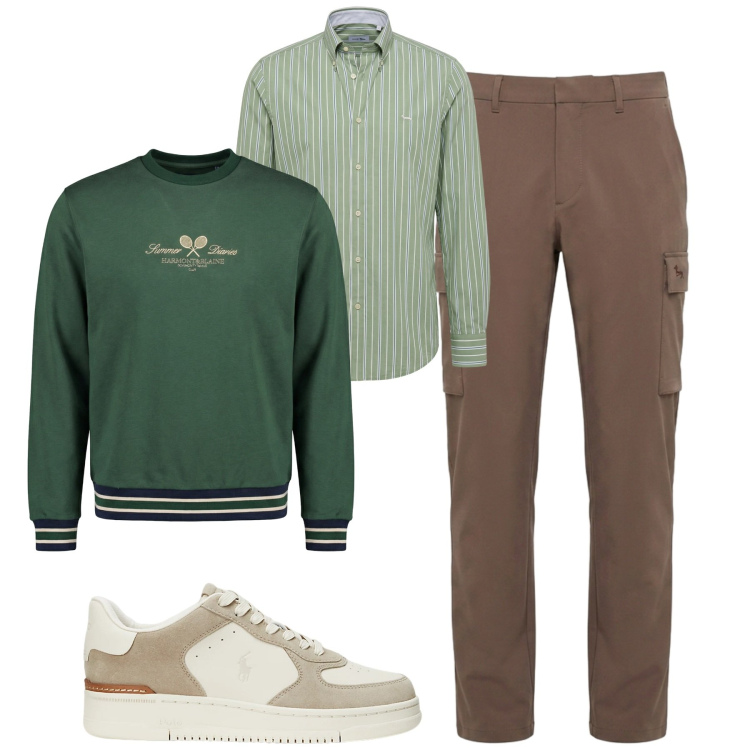 Outfit uomo - Fall. Stile Trendy per Tutti i giorni. Abbinamento con felpe, camicie, pantaloni cargo, sneakers.