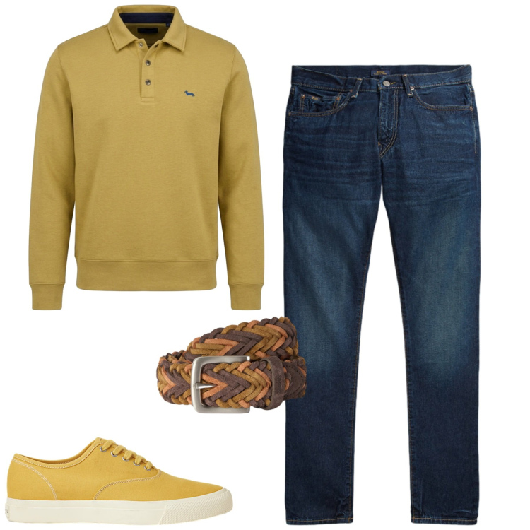 Outfit uomo - City. Stile Trendy per Tutti i giorni. Abbinamento con cinture, felpe, sneakers, jeans.