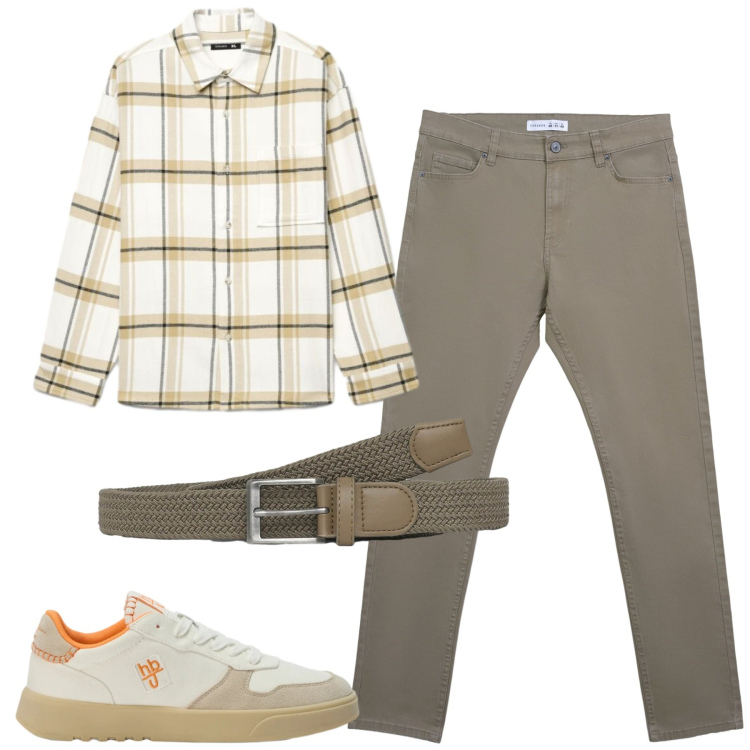 Outfit uomo - City. Stile Casual per Tutti i giorni. Abbinamento con sneakers, cinture, pantaloni skinny, camicie.