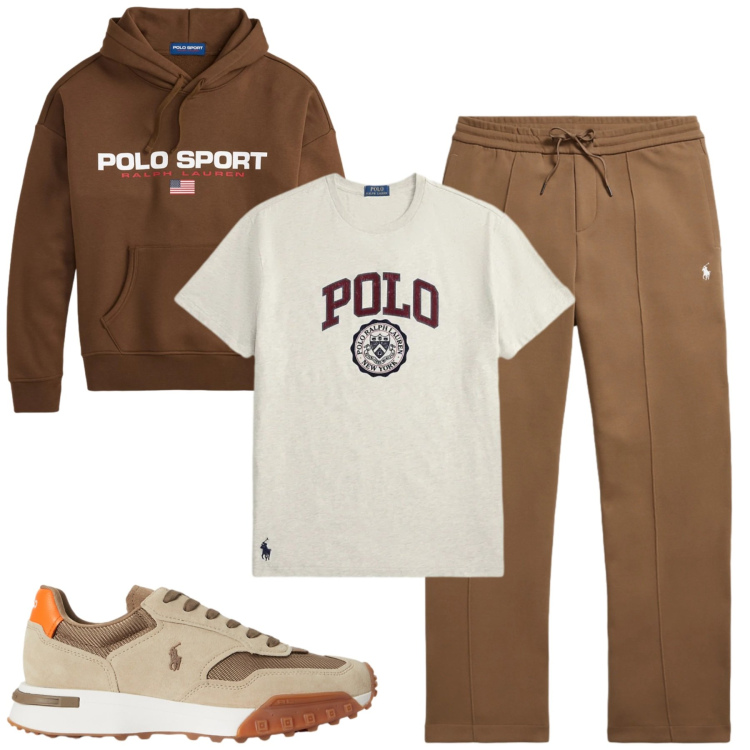Outfit uomo - Sporty. Stile Casual per Tutti i giorni. Abbinamento con sneakers, t-shirt, felpe con cappuccio, pantaloni.