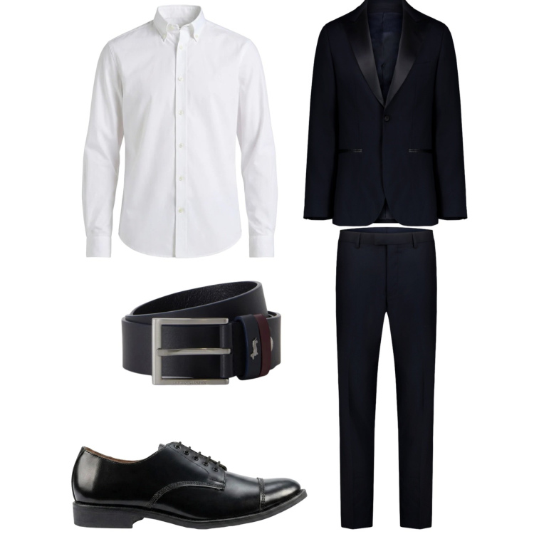 Outfit uomo - Cerimonia. Stile Business/Elegante per Cerimonia. Abbinamento con camicie, cinture, abiti, scarpe stringate.