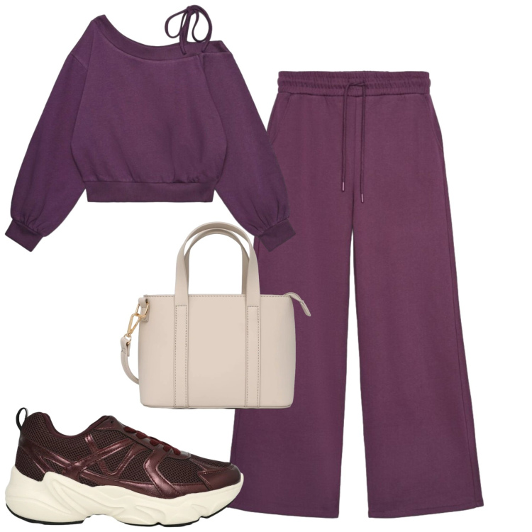 Outfit donna - Terranova. Stile Casual per Tutti i giorni. Abbinamento con pantaloni, felpe, borse a tracolla, sneakers.