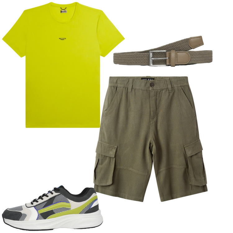 Outfit uomo - Total look #2458724. Stile Casual per Tutti i giorni. Abbinamento con bermuda, cinture, sneakers, t-shirt.