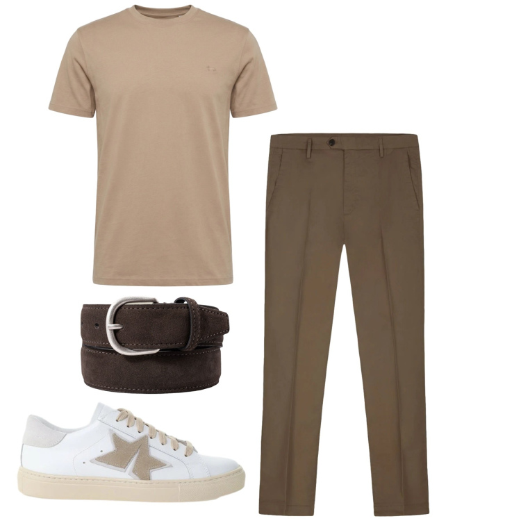 Outfit uomo - Total look #2458726. Stile Casual per Tutti i giorni. Abbinamento con t-shirt, sneakers, pantaloni, cinture.