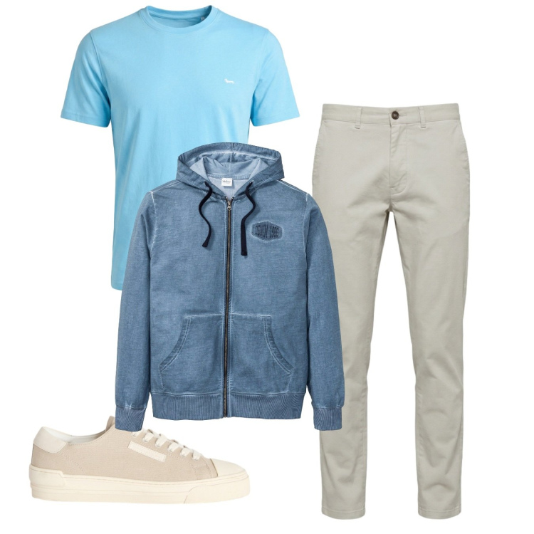 Outfit uomo - Total look #2458734. Stile Casual per Tutti i giorni. Abbinamento con felpe con cappuccio, sneakers, t-shirt, pantaloni.