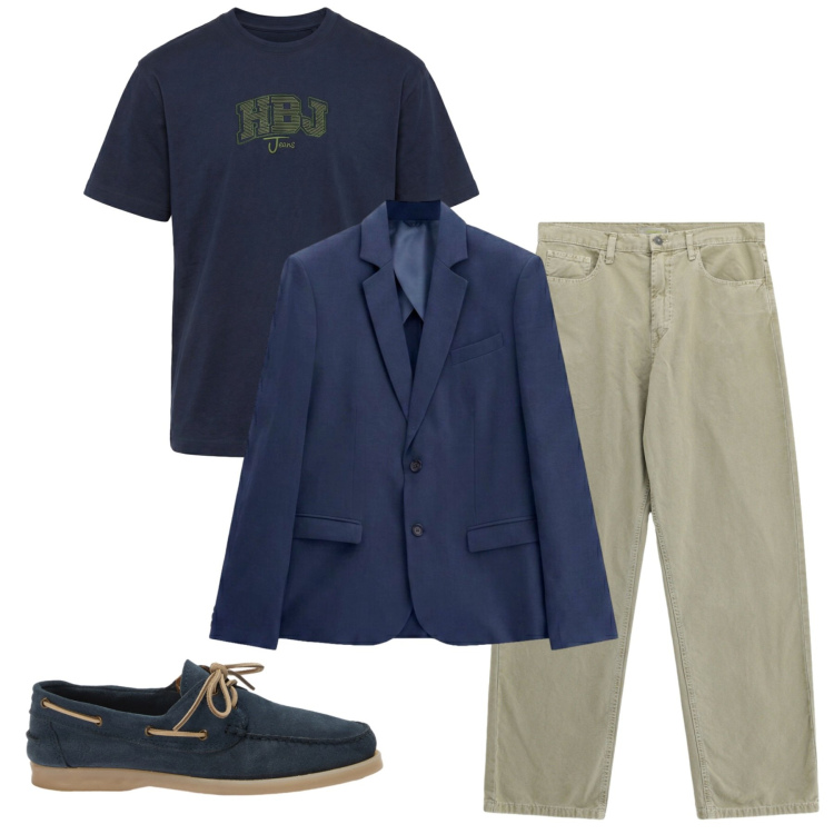 Outfit uomo - Total look #2458743. Stile Trendy per Tutti i giorni. Abbinamento con scarpe stringate, t-shirt, giacche, pantaloni.