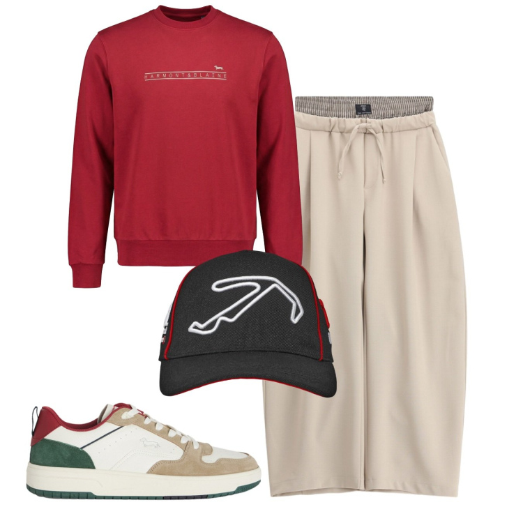 Outfit uomo - Total look #2458744. Stile Casual per Tutti i giorni. Abbinamento con sneakers, felpe, pantaloni, cappelli con visiera.