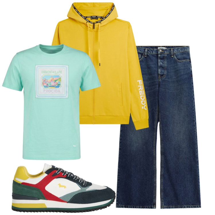 Outfit uomo - Total look #2458746. Stile Casual per Tutti i giorni. Abbinamento con sneakers, t-shirt, jeans, felpe con cappuccio.