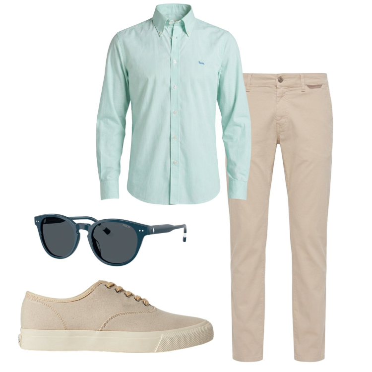 Outfit uomo - Total look #2458755. Stile Casual per Tutti i giorni. Abbinamento con camicie, pantaloni, sneakers, occhiali da sole.