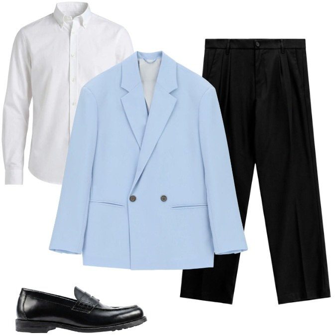 Outfit uomo - Smart-ufficio fine estate. Stile Business/Elegante per Ufficio. Abbinamento con camicie, giacche, pantaloni, scarpe stringate.