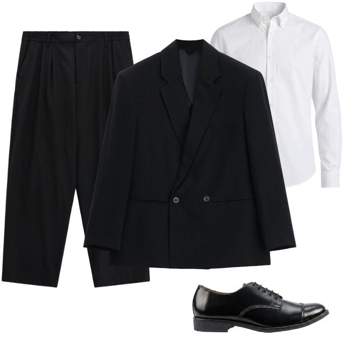Outfit uomo - L\'intramontabile nero. Stile Business/Elegante per Ufficio. Abbinamento con camicie, pantaloni, giacche, scarpe stringate.