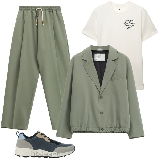 Outfit uomo - Fresco e moderno-lavoro, tempolibero. Stile Trendy per Tutti i giorni. Abbinamento con sneakers, pantaloni, giacche, t-shirt.