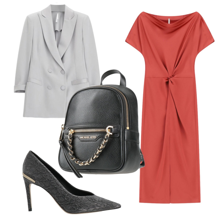 Outfit donna - Abito con torchon. Stile Glamour per Tutti i giorni. Abbinamento con décolleté, zaini, vestiti midi/longuette, blazer.