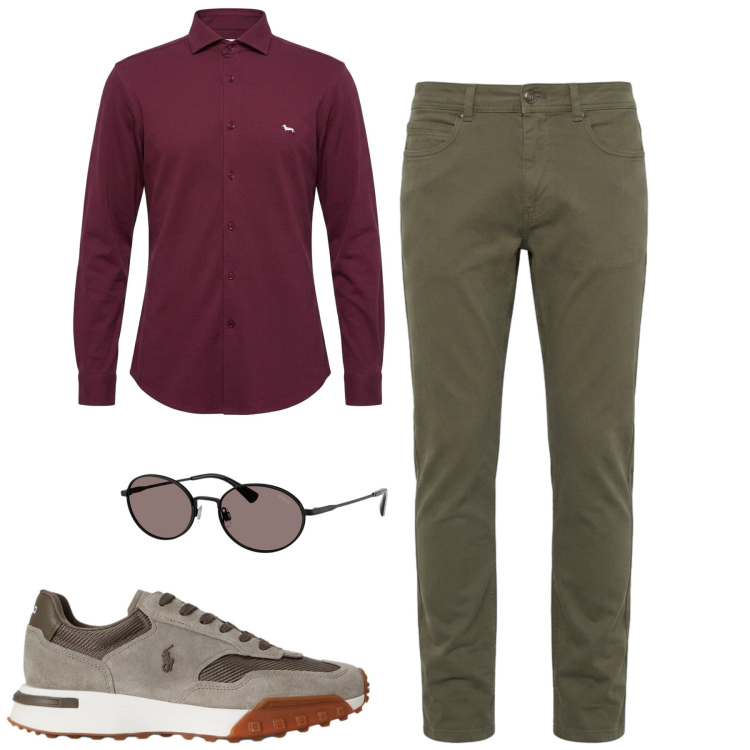 Outfit uomo - City. Stile Casual per Tutti i giorni. Abbinamento con pantaloni, camicie, occhiali da sole, sneakers.