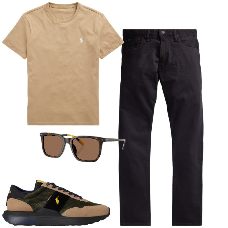 Outfit uomo - Total look #2458965. Stile Casual per Tutti i giorni. Abbinamento con t-shirt, occhiali da sole, sneakers, jeans.