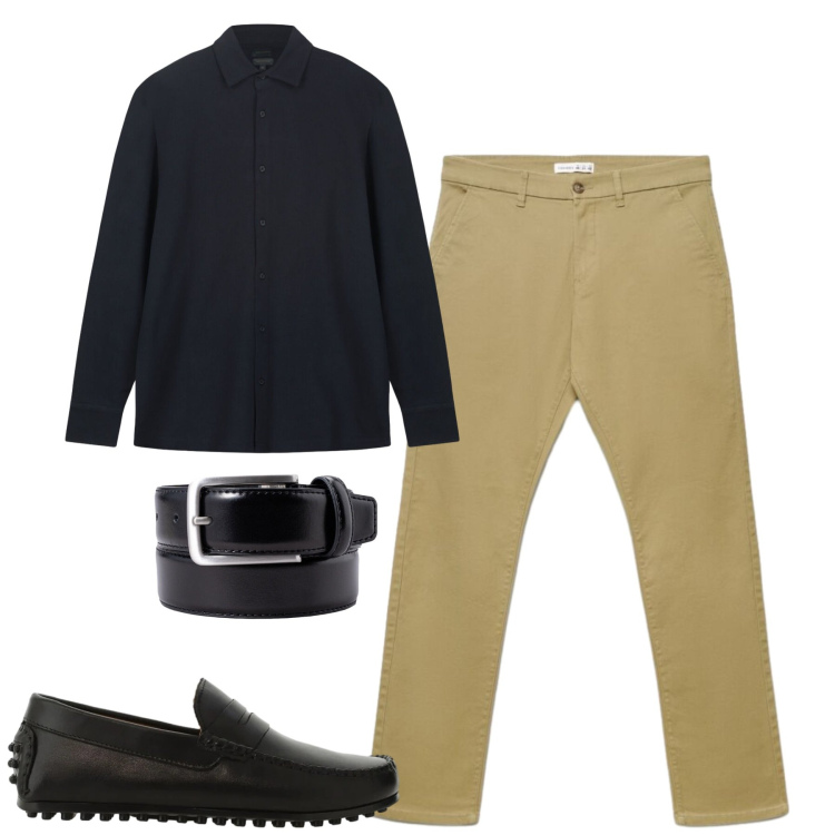 Outfit uomo - Transitional season. Stile Urban per Tutti i giorni. Abbinamento con scarpe stringate, pantaloni chino, polo, cinture.