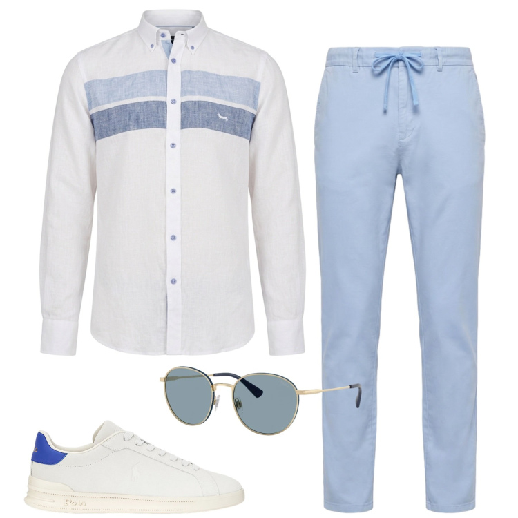 Outfit uomo - City. Stile Urban per Tutti i giorni. Abbinamento con pantaloni, camicie, sneakers, occhiali da sole.
