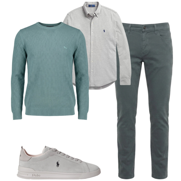 Outfit uomo - Total look #2458997. Stile Urban per Tutti i giorni. Abbinamento con pullovers, jeans slim fit, camicie, sneakers.