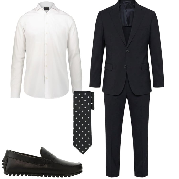 Outfit uomo - Elegante. Stile Business/Elegante per Cerimonia. Abbinamento con camicie, abiti, cravatte, scarpe stringate.