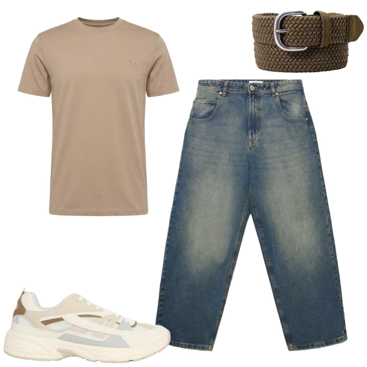 Outfit uomo - Total look #2459006. Stile Casual per Tutti i giorni. Abbinamento con t-shirt, sneakers, jeans, cinture.