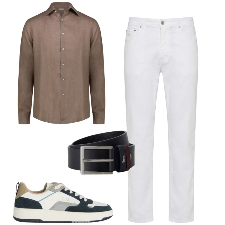 Outfit uomo - City. Stile Casual per Tutti i giorni. Abbinamento con pantaloni, sneakers, cinture, camicie.