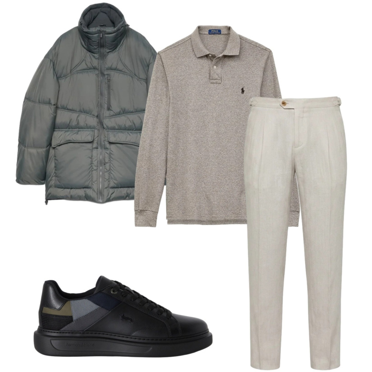 Outfit uomo - Total look #2459028. Stile Casual per Tutti i giorni. Abbinamento con pantaloni chino, sneakers, giacche, polo.