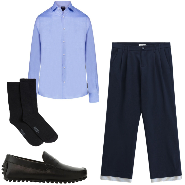 Outfit uomo - Total look #2459029. Stile Business/Elegante per Ufficio. Abbinamento con pantaloni, scarpe stringate, camicie, calzini.