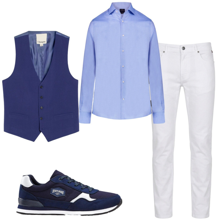 Outfit uomo - Total look #2459036. Stile Trendy per Serata speciale. Abbinamento con sneakers, gilet, pantaloni, camicie.