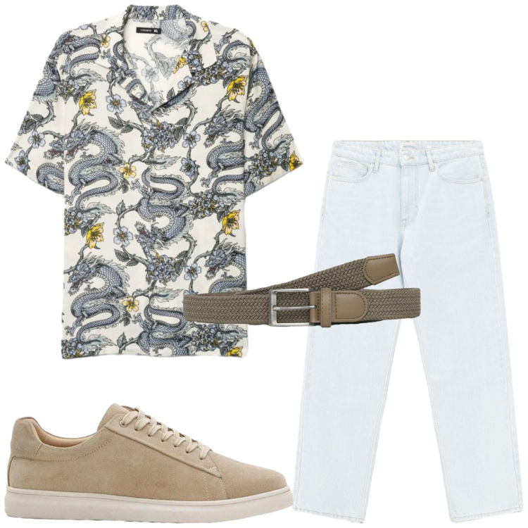 Outfit uomo - Total look #2459059. Stile Trendy per Serata speciale. Abbinamento con sneakers, jeans, cinture, camicie a manica corta.