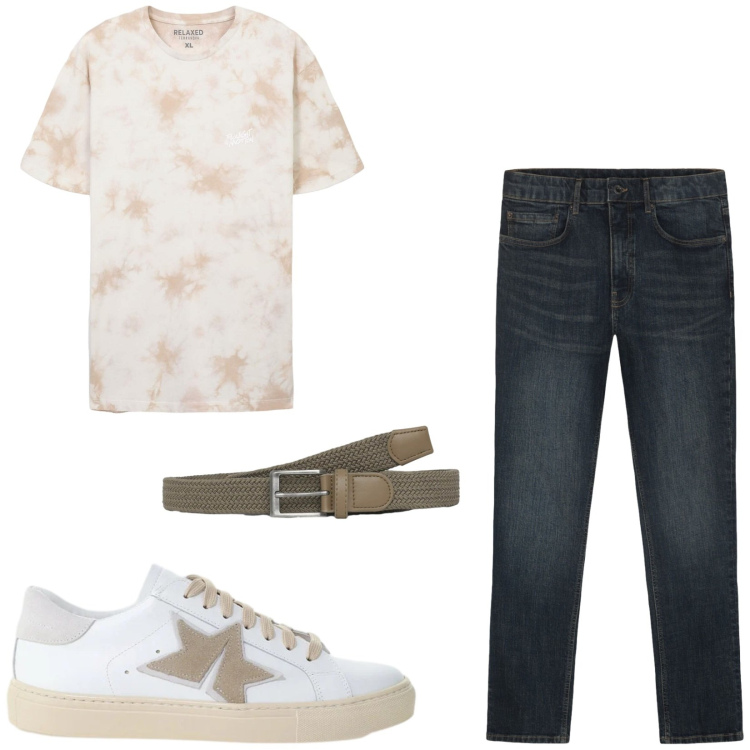 Outfit uomo - Total look #2459065. Stile Casual per Tutti i giorni. Abbinamento con sneakers, t-shirt, cinture, jeans.