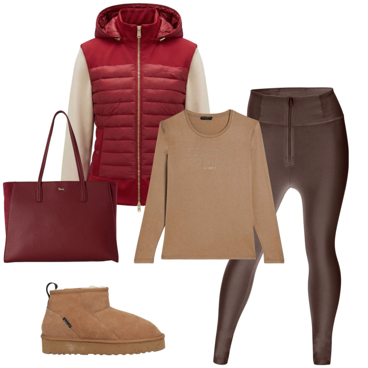 Outfit donna - Total look #2459067. Stile Urban per Tutti i giorni. Abbinamento con stivaletti, piumini, shopping bag, t-shirt, pantaloni skinny.