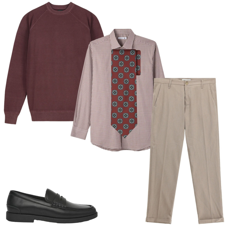 Outfit uomo - Total look #2459070. Stile Business/Elegante per Ufficio. Abbinamento con pantaloni, camicie, scarpe stringate, cravatte, maglieria.