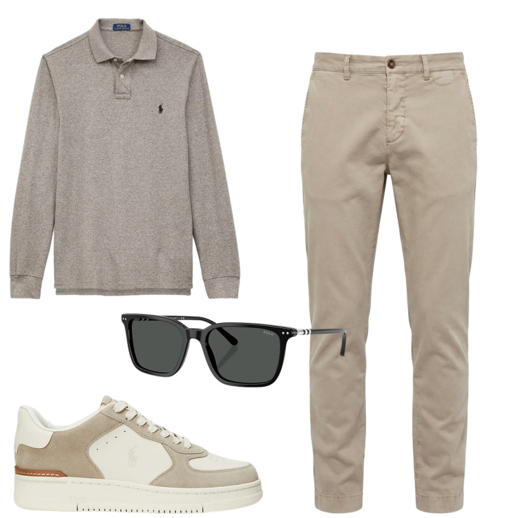 Outfit uomo - Total look #2459098. Stile Casual per Tutti i giorni. Abbinamento con pantaloni chino, sneakers, occhiali da sole, polo.