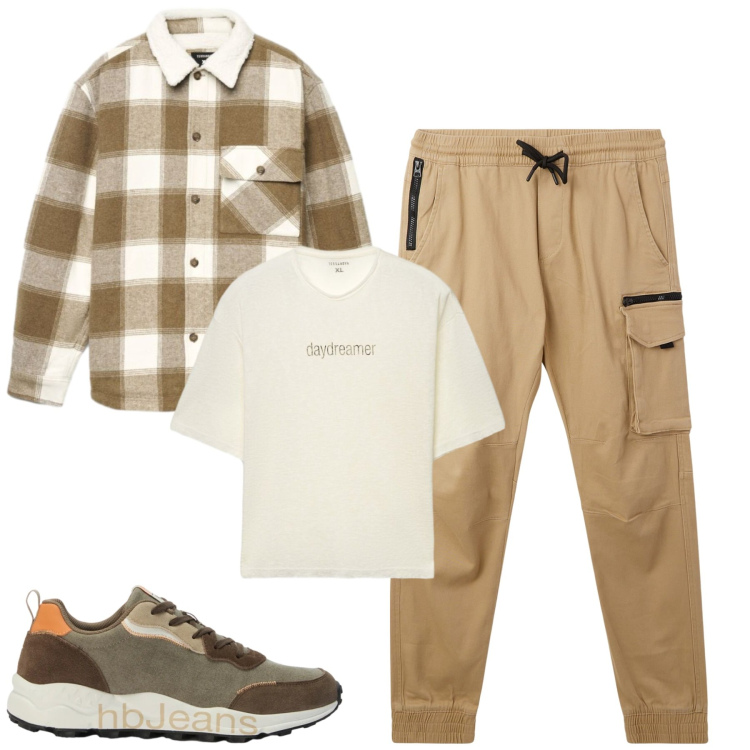 Outfit uomo - City. Stile Casual per Tutti i giorni. Abbinamento con sneakers, pantaloni cargo, t-shirt, cappotti.
